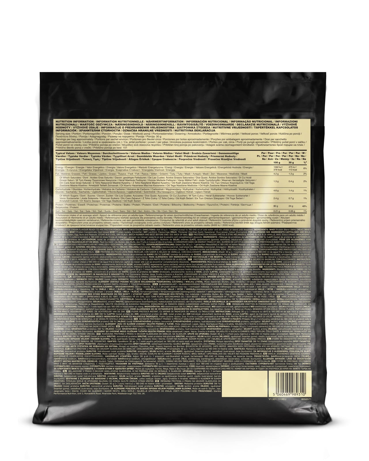 Optimum Nutrition Gold Standard 100% Whey Protein Vanilla Ice Cream - 10 lbs