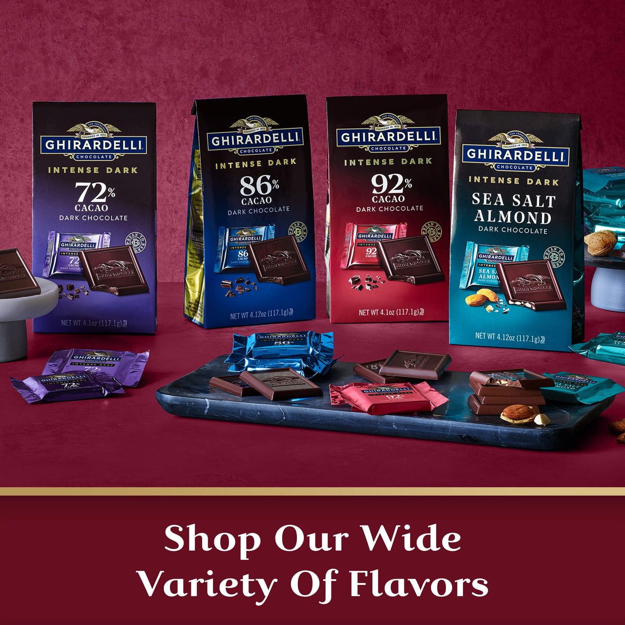 GHIRARDELLI Intense Dark Chocolate Bar, 92% Cacao, 3.17 Oz Bar