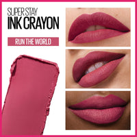 Thumbnail for Maybelline Super Stay Ink Crayon Lipstick Makeup, Precision Tip Matte Lip Crayon with Built-in Sharpener, Longwear Up To 8Hrs, Run The World, Magenta Pink, 1 Count