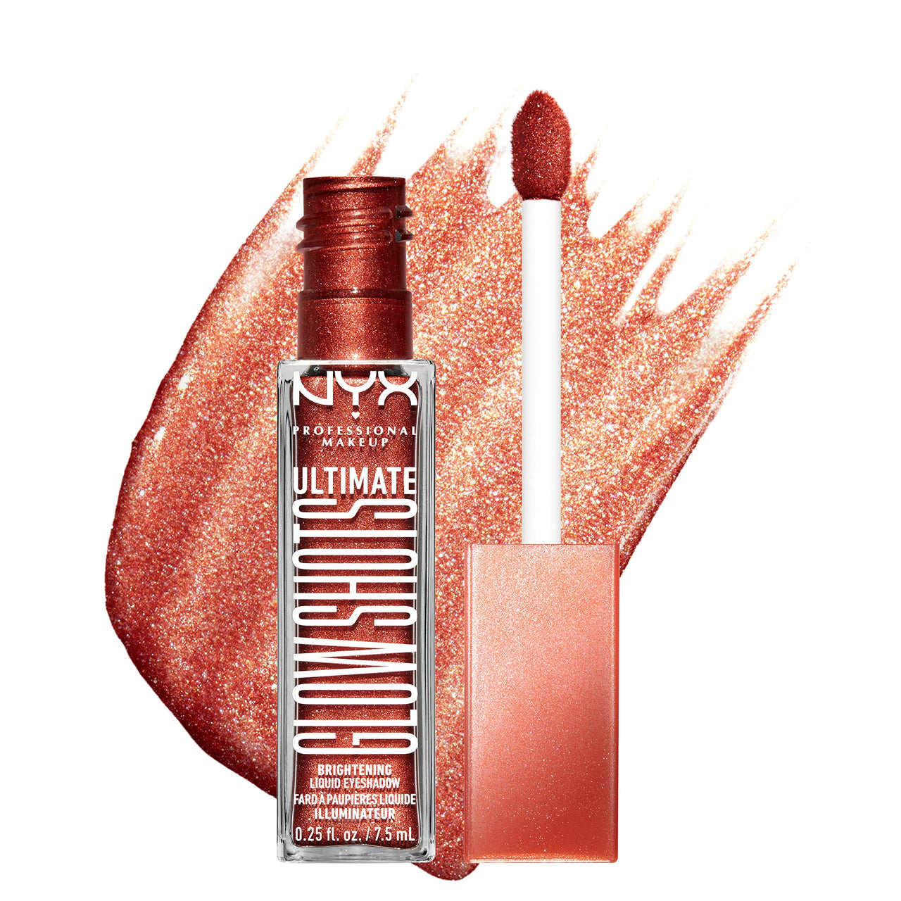 NYX PROFESSIONAL MAKEUP Ultimate Glow Shots, Liquid Eyeshadow, Long-Lasting Shimmer Eye Shadow with Vitamin C - Clementine Fine