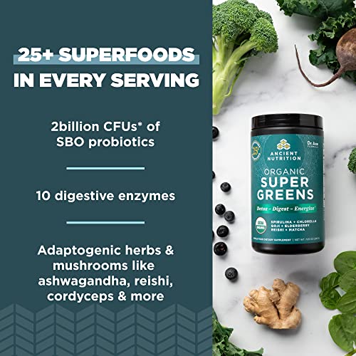 Image 4 of Ancient Nutrition Organic Super Greens Powder, Probiotics, Spirulina