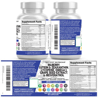 Thumbnail for Clean Nutra Eye Vitamins with Bilberry Lutein and Zeaxanthin Supplements Lycopene 40mg Resveratrol Grape Seed Astaxanthin for Eyes - Eye Care Health Support Eye Vitamin and Mineral Supplement