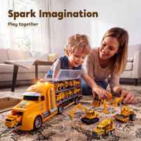 Thumbnail for JOYIN 25-in-1 Construction Truck Toy Set with 12 Vehicles & 12 Worker Figures, Push and Go Toy Trucks with Sound and Light, Construction Toys Birthday Gifts for Kids 3 4 5 6 7 Years Old