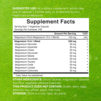 Thumbnail for Magnesium Complex 500mg, 240 Veggie Capsules – 10-in-1 Glycinate, Citrate, Malate, Oxide, & More – 100% Chelated for Easy Absorption – Essential Mineral Supplement – Non-GMO