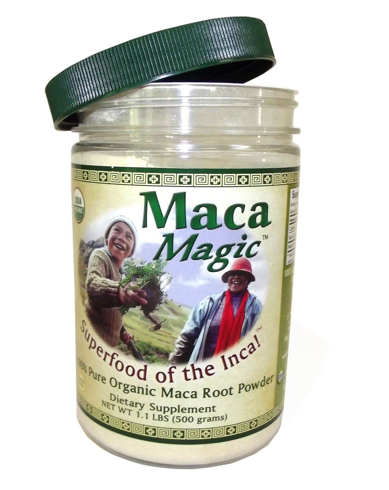 Maca Magic 100 Percent Pure USDA Organic Maca Root Powder in Wide Mouth Jar (1.1 LBS)
