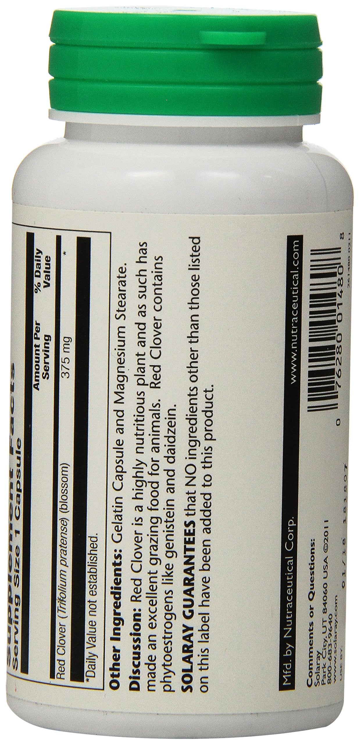 SOLARAY Red Clover 375 mg - Traditional Women's Health Herbal Support - Non-GMO Verified, Vegan, Lab Verified - 60-Day Guarantee - 100 Servings, 100 VegCaps