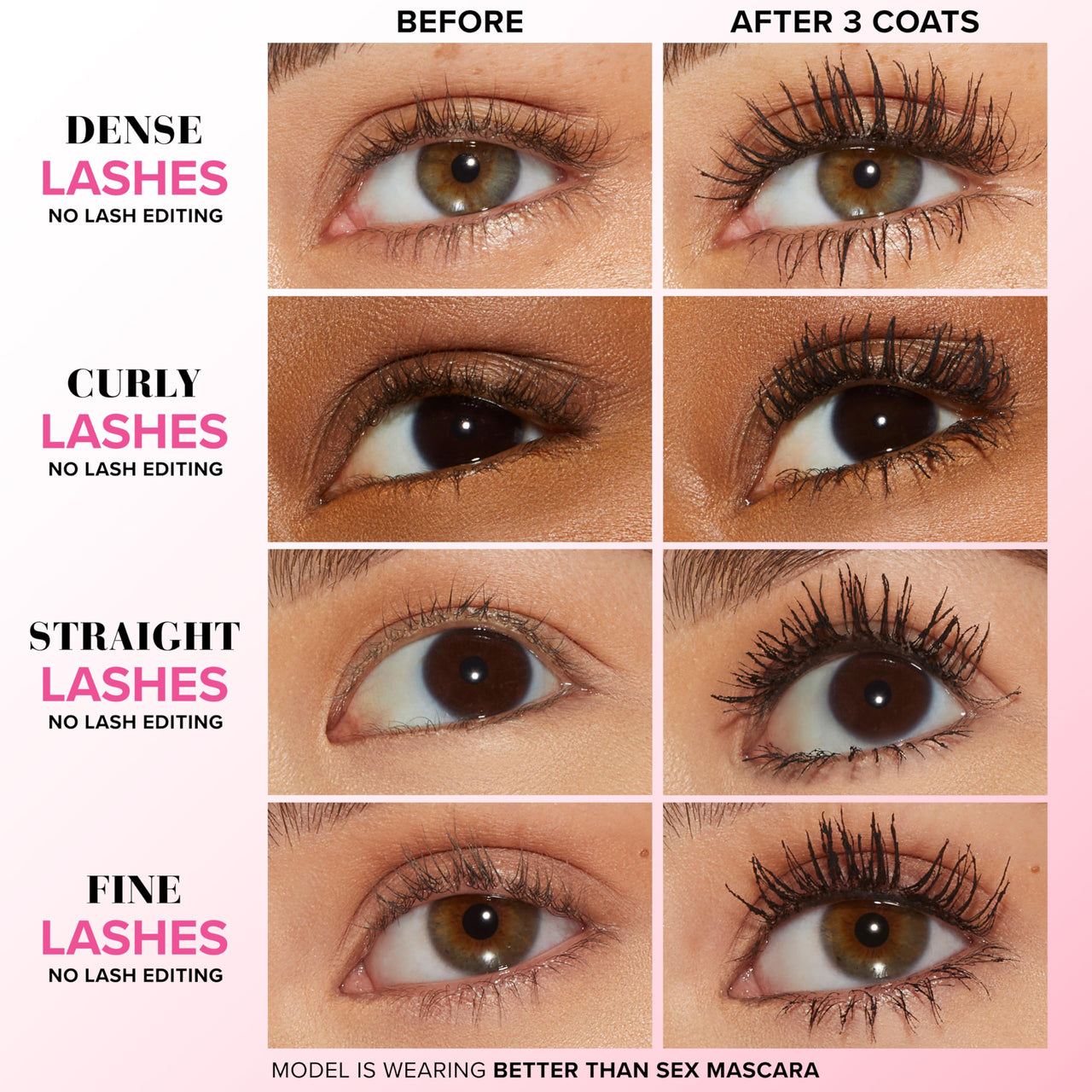 Too Faced Better Than Sex Volumizing Mascara | False Lash Effect with Volume, Length, Curling + Conditioning Peptides, 0.27 Fl Oz, Black
