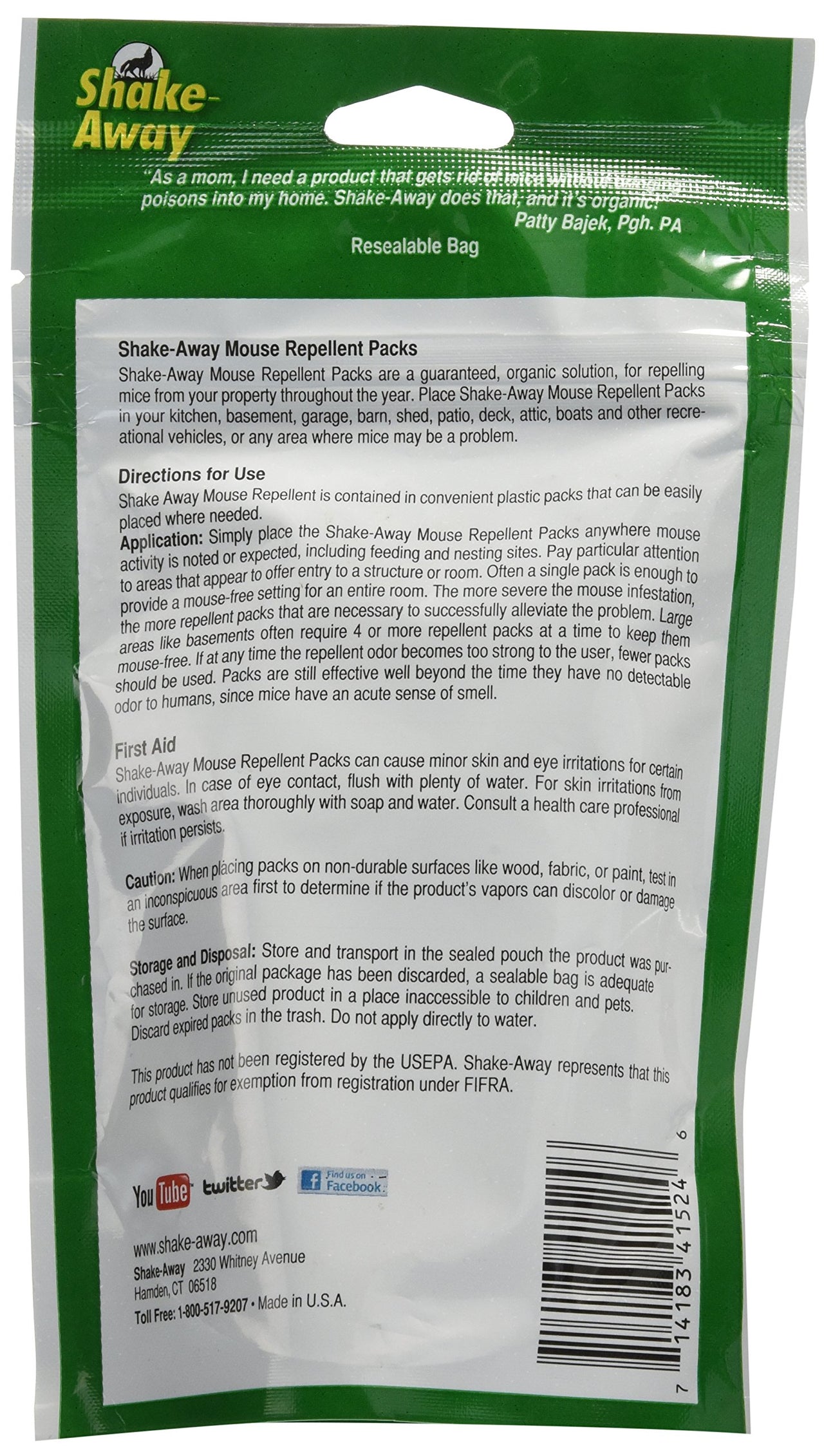 Shake-Away 4152424 4CT Mouse Repellent Packs, 1.5-Ounce