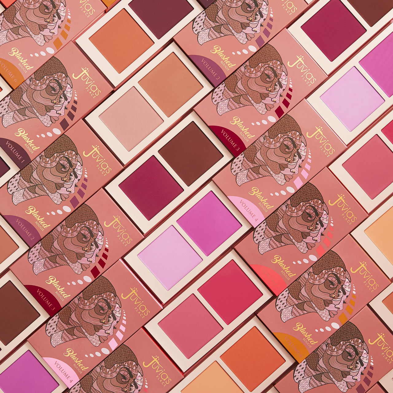 Juvia's Place Blushed Duo Blush - Two Tone Pigmented Buildable Pressed Mineral Powder - Rosy Natural Cheeks Matte Fresh Finish for All Skin Color -Volume2