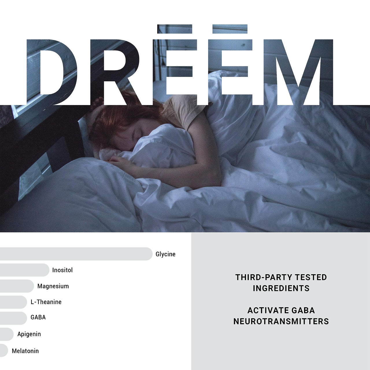 Dreem - 4,500mg Apigenin & Glycine Sleep Stack with 98% Apigenin, 98.5% Glycine, Magnesium - Third Party Tested Ingredients by TQ - Lemongrass Flavor - 9.56 oz