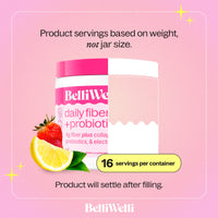 Thumbnail for BelliWelli Fiber Supplement for Women & Men Premium Daily Fiber Powder from Organic Acacia with Added Collagen Electrolytes & Probiotics No Bloat Constipation & Gut Health Support(Strawberry Lemonade)