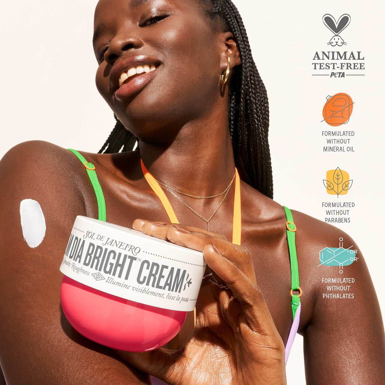 SOL DE JANEIRO Visibly Brightening and Smoothing Bom Dia AHA Body Cream Travel Size 75mL/2.5 fl oz.