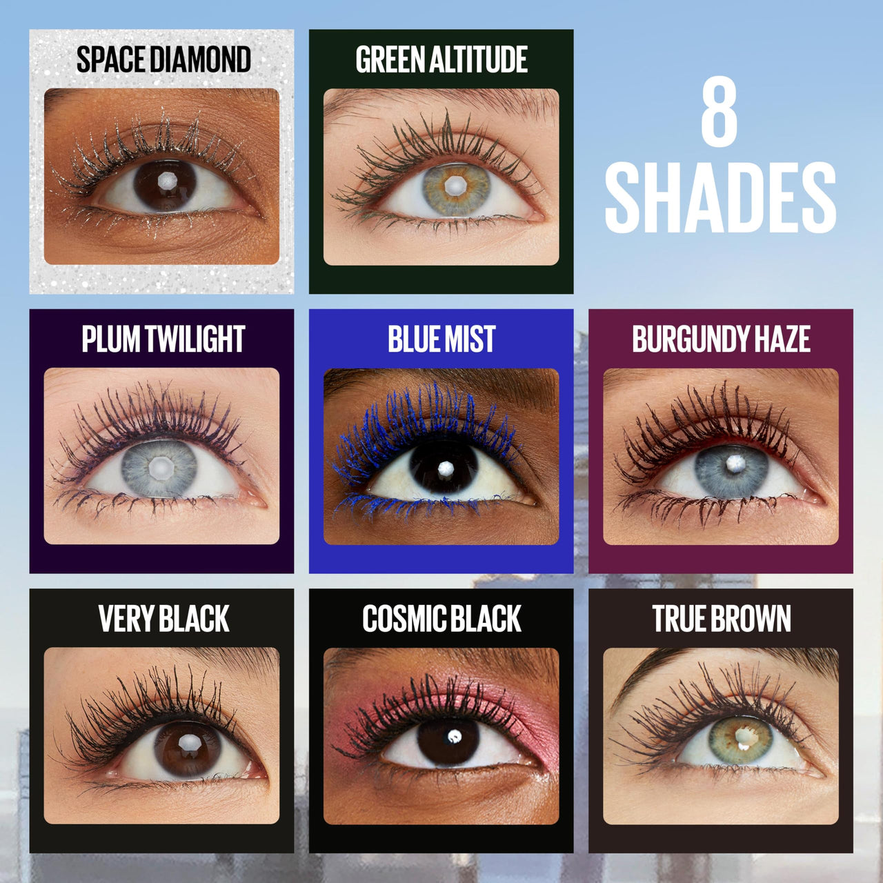 Maybelline Lash Sensational Sky High Glitter Mascara, Diamond Effect Eye Makeup for Lashes and Brows, Washable, Space Diamond, 1 Count
