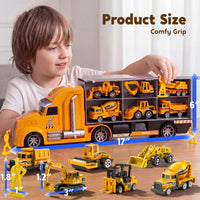 Thumbnail for JOYIN 25-in-1 Construction Truck Toy Set with 12 Vehicles & 12 Worker Figures, Push and Go Toy Trucks with Sound and Light, Construction Toys Birthday Gifts for Kids 3 4 5 6 7 Years Old