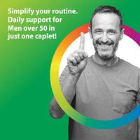 Thumbnail for Rainbow Light Mens Multivitamin One + for 50 Plus | 60 Caplets | Supports Muscle Health | with Vitamins C, D, and Zinc | Real Food Nutrients, Digestive Enzymes & Probiotics
