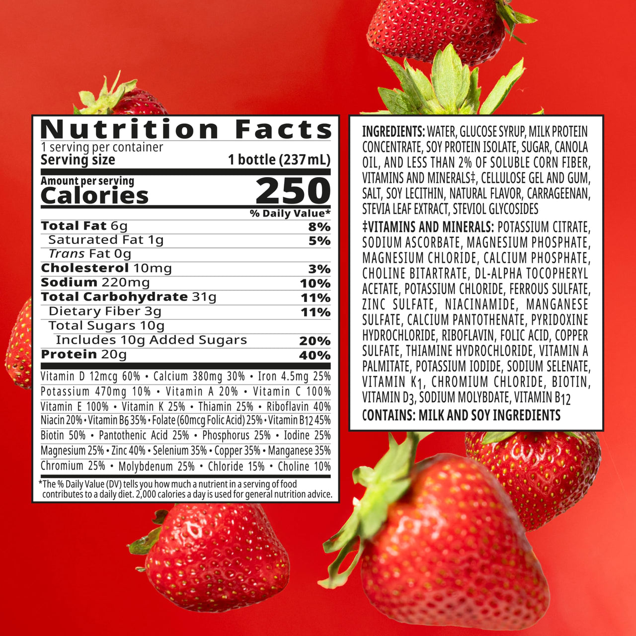 BOOST High Protein with Fiber Ready to Drink Complete Nutritional Drink, Creamy Strawberry, 8 fl oz Bottle, 24 Pack