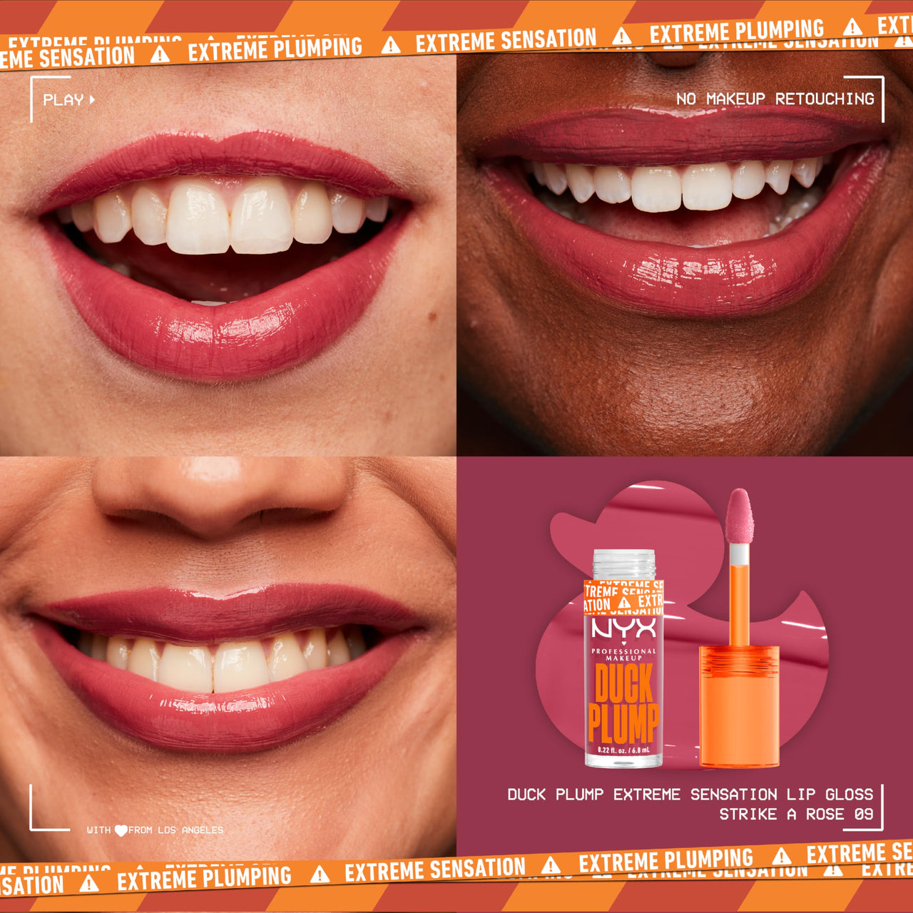 NYX PROFESSIONAL MAKEUP Duck Plump High Pigment Lip Gloss, Lip Plumper Gloss with Spicy Ginger - Strike A Rose