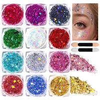 Thumbnail for Teenitor Body Glitter Face Glitter Makeup Festival Glitter, 12 Colors Face and Body Glitter Gel, Hair Glitter Gel, Body Makeup
