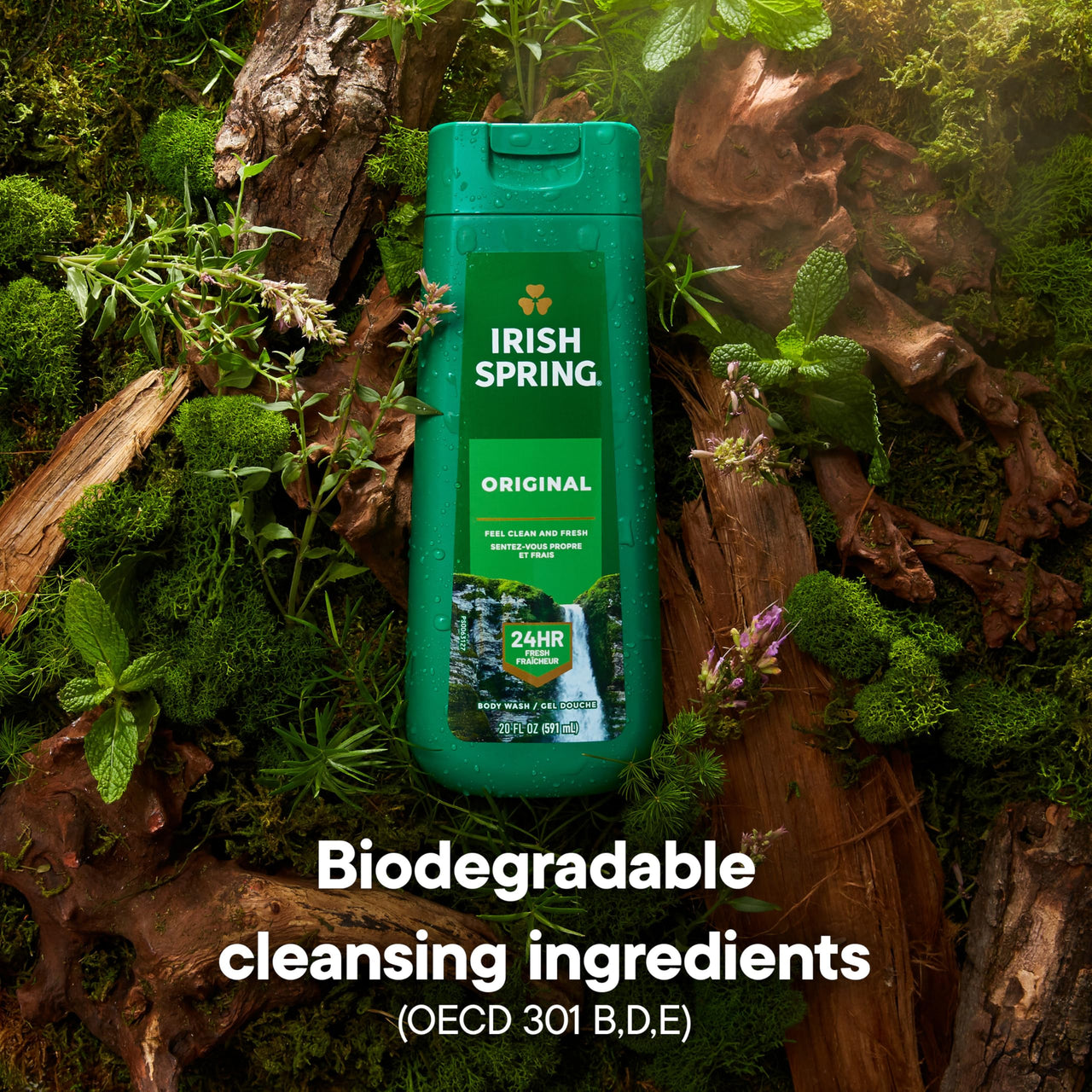 Irish Spring Original Moisturizing Body Wash for Men, 24-Hour Fresh, Face and Body Wash, Men’s Body Wash, Biodegradable Ingredients, Paraben Free, Cool Fresh Scent, 20 fl oz Bottle (2 Pack)