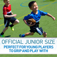 Thumbnail for Franklin Sports Playbook Junior Football - Kids Youth Football with Play Diagrams - Junior Size Youth Soft Cover Ball for Kids - Playbook Ball with Air Pump Included