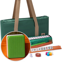 Thumbnail for Yellow Mountain Imports American Mahjong Set, Huntington with 166 Melamine Mahjong Tiles, Mineral Green Soft Case - 4 All-in-One Racks with Pushers, Scoring Coins, Dice, and Wind Indicator