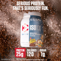 Thumbnail for Dymatize x Cocoa Pebbles ISO100 Whey Protein Powder Isolate, 25g of Protein, 5.5g BCAAs, 120 Cal., Gluten Free, 1g Fat, 1g Sugar, 2g Carb (42 Servings)
