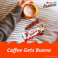 Thumbnail for Kinder Bueno Milk Chocolate and Hazelnut Cream, 5 Pack, 2 Individually Wrapped Chocolate Bars Per Pack, 7.5 oz
