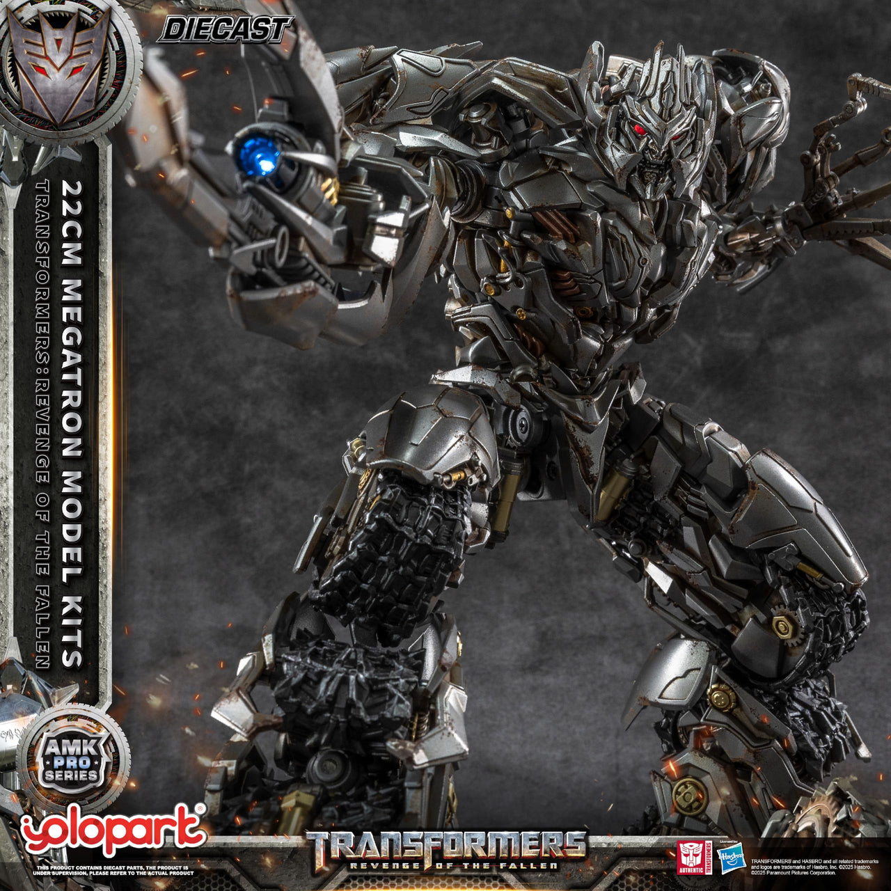 YOLOPARK Megatron Transformers Toys Revenge of the Fallen Action Figure - Diecast Version,AMK PRO Series 8.66 Inch Highly Articulated Transformers Model Kit for Ages 15 and Up,No Converting