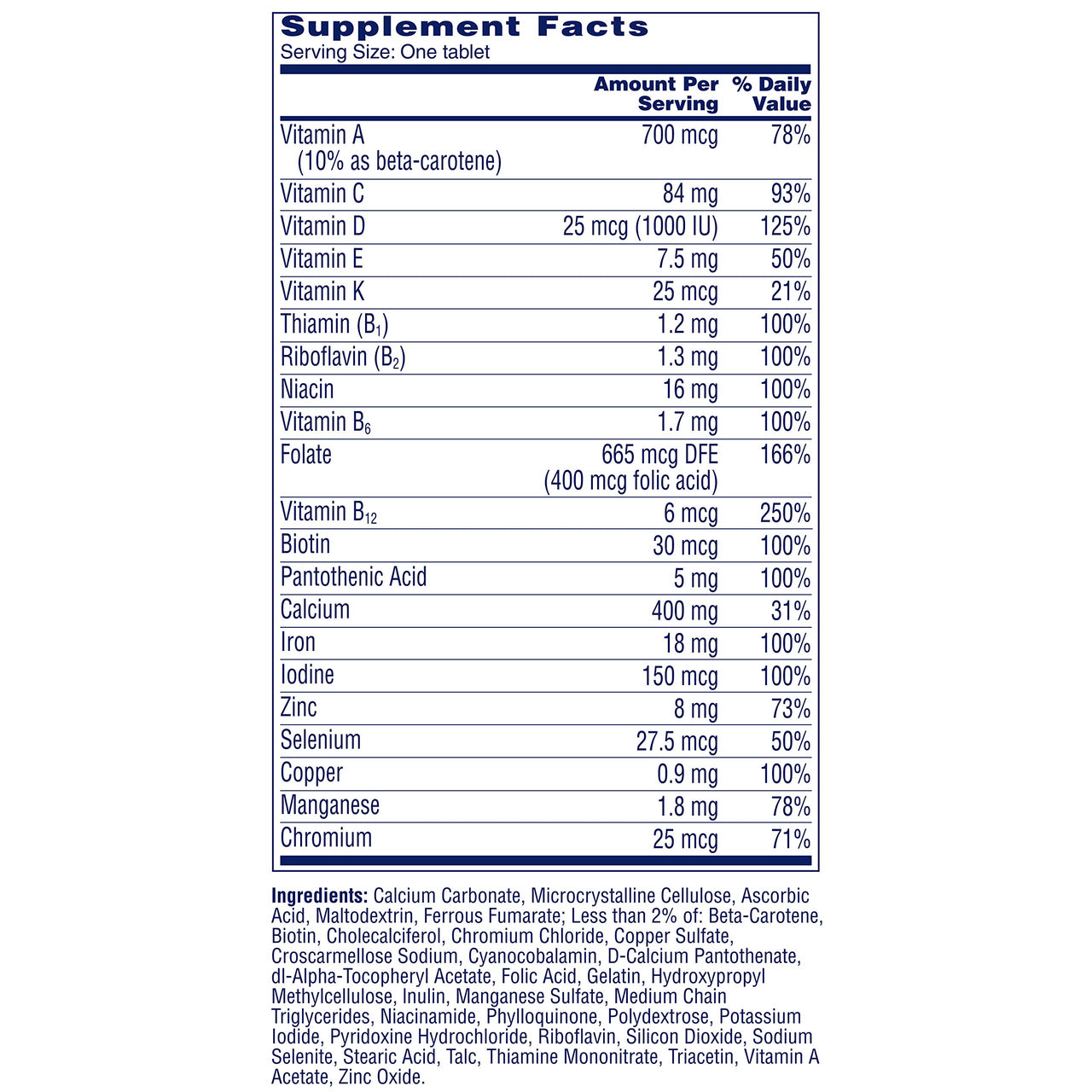 One A Day Women’s Multivitamin, Supplement with Vitamin A, Vitamin C, Vitamin D, Vitamin E and Zinc for Immune Health Support, B12, Biotin, Calcium & More, Tablet, 100 count
