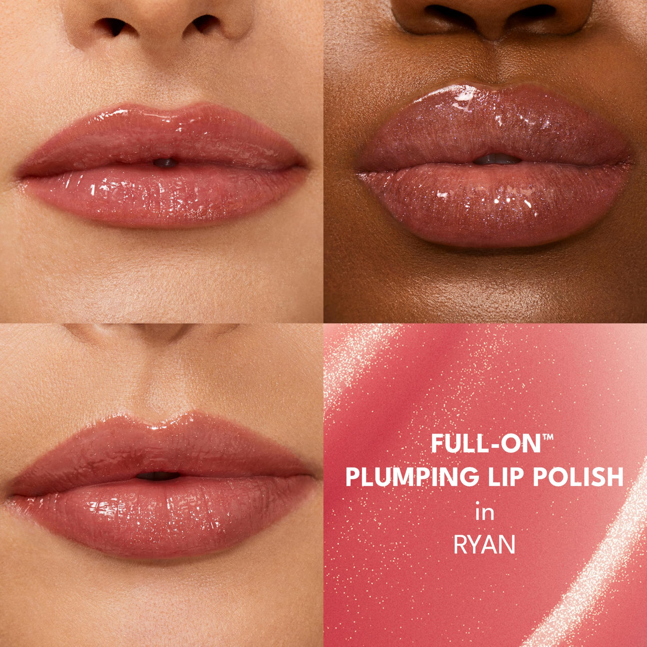 Buxom Full-On Tinted Lip Plumper Gloss, High-Shine Moisturizing Lip Gloss with Peptides and Vitamin E, Vegan Formula, AF Ryan (Shimmering Coral Red)