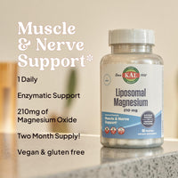 Thumbnail for KAL Liposomal Magnesium Oxide 210 mg High Absorption, Liposomal Technology, Essentials Muscle Support, Advanced Formula, Vegan Capsules, Gluten Free, No Soy, 60 Servings