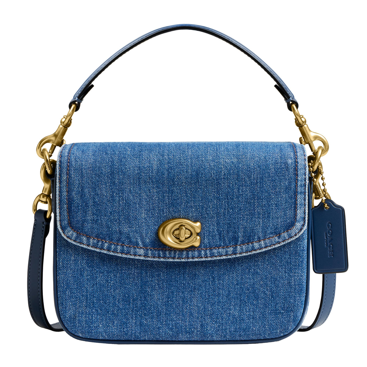 Coach Polished Pebbled Leather Cassie Crossbody 19, B4/Deep Blue