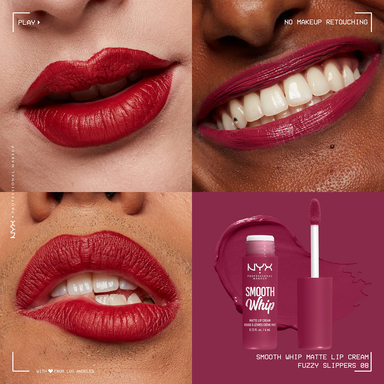 NYX PROFESSIONAL MAKEUP Smooth Whip Matte Lip Cream, Long Lasting, Moisturizing, Vegan Liquid Lipstick - Fuzzy Slippers (Warm Plum)