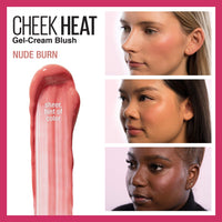 Thumbnail for Maybelline Cheek Heat Gel-Cream Blush Makeup, Lightweight, Breathable Feel, Sheer Flush Of Color, Natural-Looking, Dewy Finish, Oil-Free, Nude Burn, 1 Count