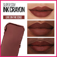 Thumbnail for Maybelline Super Stay Ink Crayon Lipstick Makeup, Precision Tip Matte Lip Crayon with Built-in Sharpener, Longwear Up To 8Hrs, Live On The Edge, Purple Brown, 1 Count