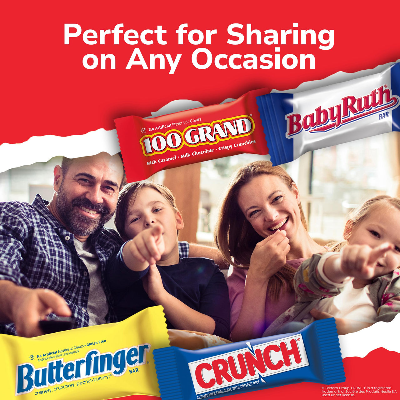 Assorted Butterfinger, Crunch, Baby Ruth, and 100 Grand Fun Size Chocolates, 60 count Party Pack, 37.2 oz