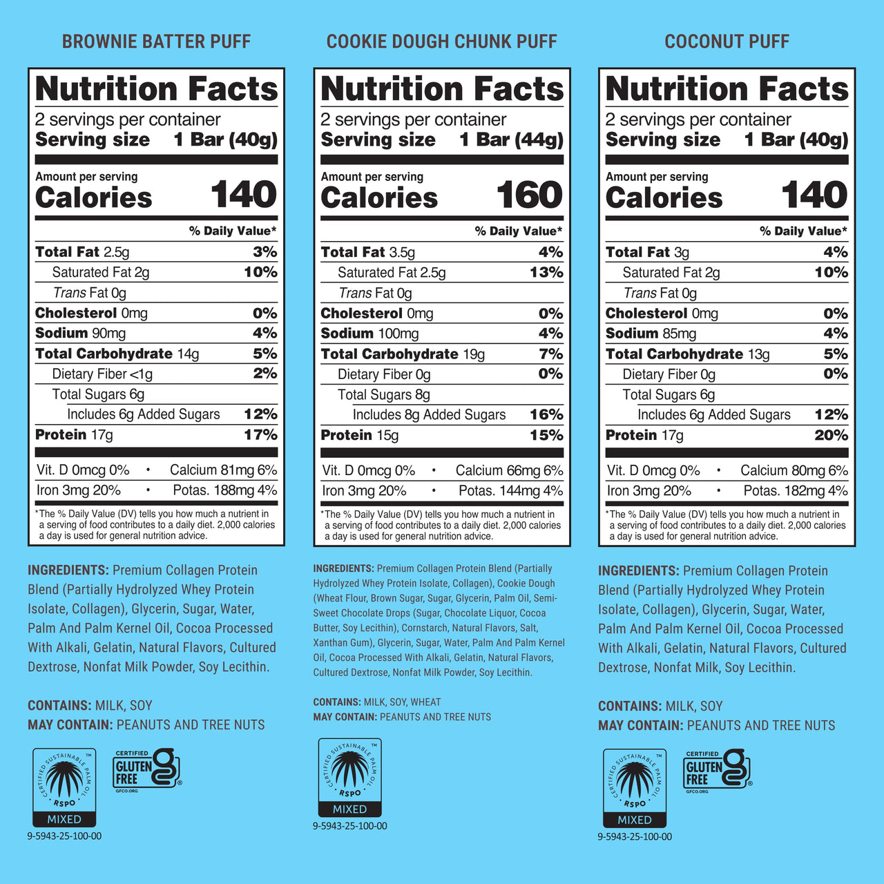 Built Bar, Puff Protein Bars, Variety Pack, Collagen, On-the-go Snacks, Breakfast Bar, Mixed Sampler, 12 Pack