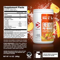 Thumbnail for Dymatize Energyze Pre Workout Powder for Men and Women, Peach Mango, 150mg Caffeine, 5g BCAAs, Performance Blend of L-Theanine, L-Tyrosine, L-Citrulline, No Sugar (30 Servings)