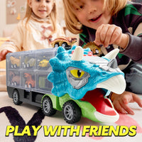 Thumbnail for JOYIN 13 in 1 Dinosaur Toys for Kids 3-5, Triceraptor Dinosaur Truck with 12 Pull Back Cars, Birthday Gifts Toys for 3 4 5+ Year Old Boy, Transport Carrier Truck for Toddlers 3-4 Years