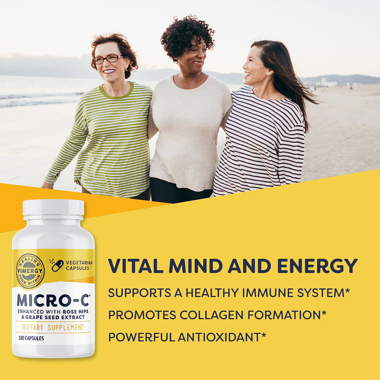 Vimergy Micro-C® Vitamin C Capsules – 500mg per Capsule, Supports Immune Health*, Promotes Collagen Production, Supports Healthy Bones*, Kosher, Vegan & Gluten-Free, Regular Size 180 Capsules