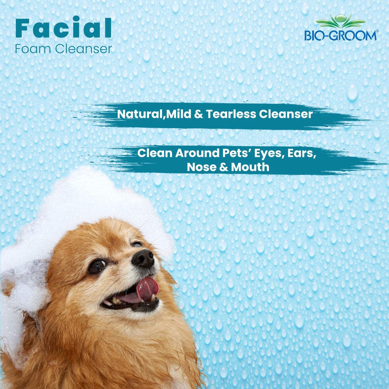 Bio-groom Facial Cleanser - Dog Face Wash, Unscented, No Rinse, Dog Face Scrub, Tear Stain Remover, Cruelty-Free, Made in USA, Dog Face Cleaner - 8 fl oz 1-Pack