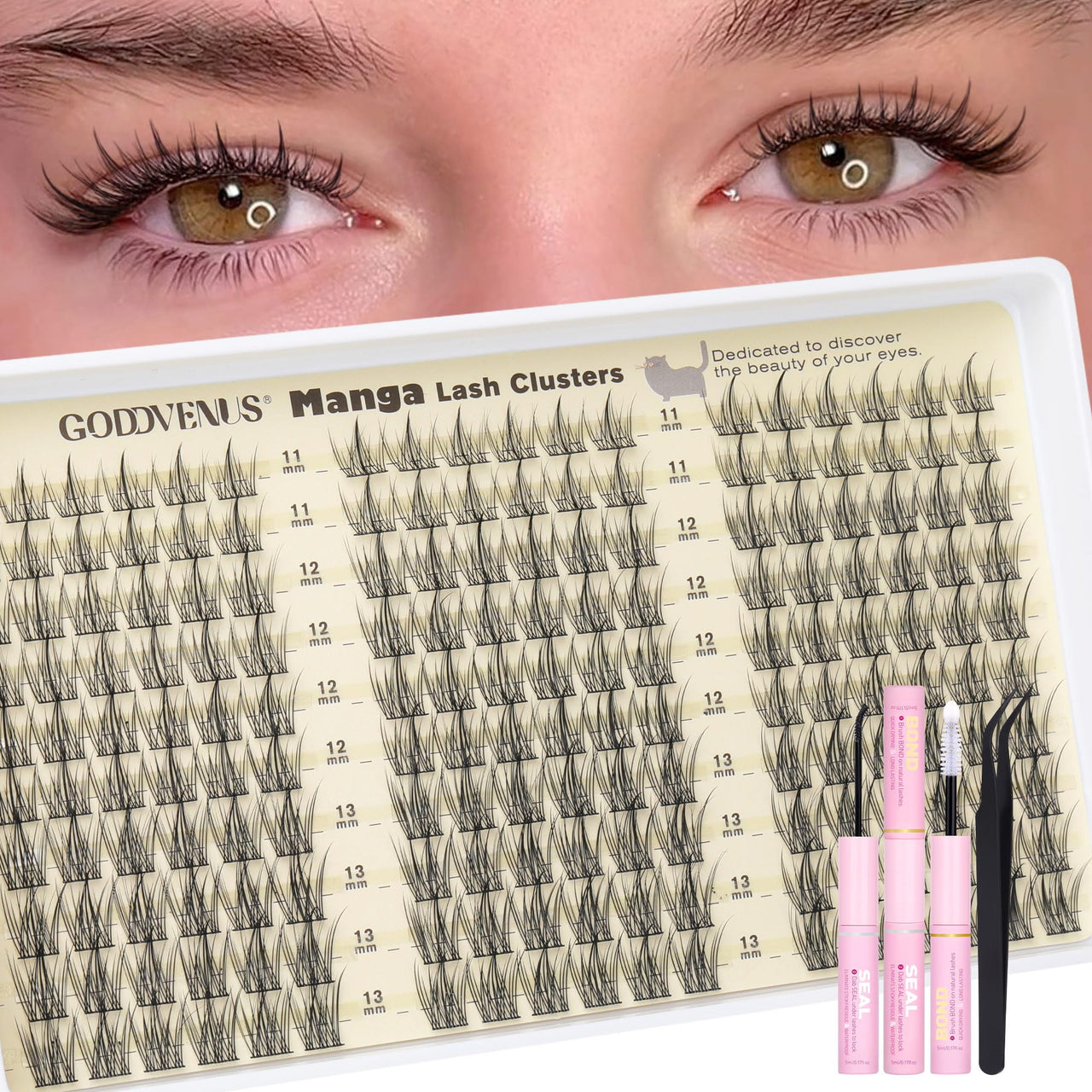 Natural Lash Clusters Kit Wispy Eyelash Clusters Fairy Cluster Eyelash Extensions Kit C Curl Lash Extension Kit Waterproof Individual Lashes (With Tweezers)