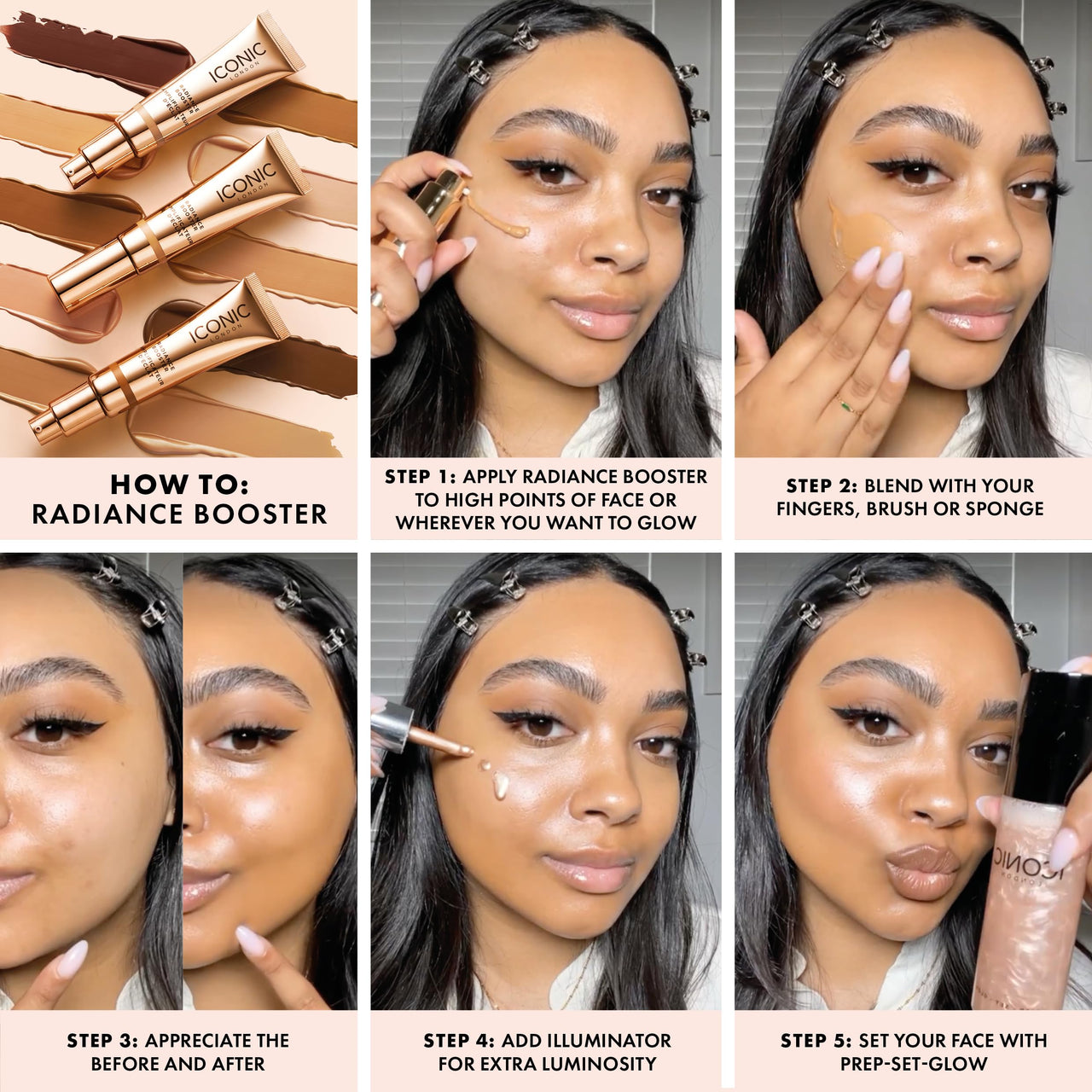 ICONIC LONDON Radiance Booster | Liquid Radiance Lightweight Skin Tint for a Glowy Makeup Look, Cruelty Free, Vegan Makeup (Honey Glow) 30 mL/ 1.01 Fl Oz