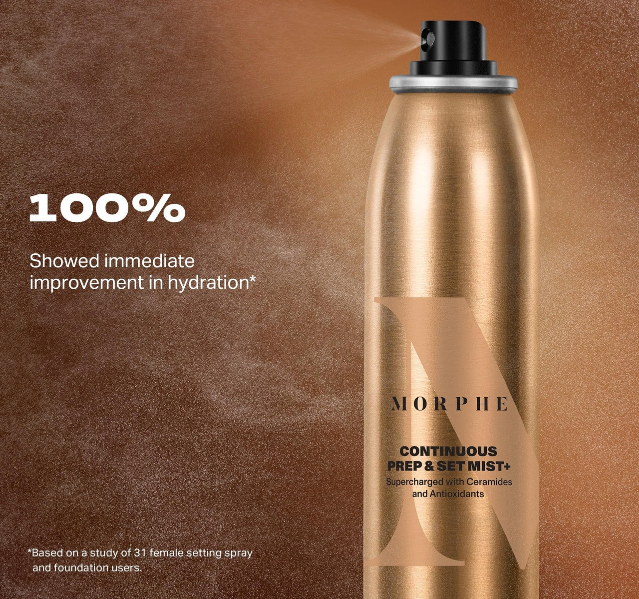 Morphe Continuous Prep & Set Face Mist - Hydrating Setting Spray for Makeup & Skin Prep - Enriched with Ceramides and Antioxidants for a Radiant Finish (2.8 oz)