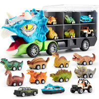 Thumbnail for JOYIN 13 in 1 Dinosaur Toys for Kids 3-5, Triceraptor Dinosaur Truck with 12 Pull Back Cars, Birthday Gifts Toys for 3 4 5+ Year Old Boy, Transport Carrier Truck for Toddlers 3-4 Years