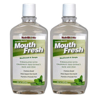Thumbnail for NutriBiotic MouthFresh, Refreshing Peppermint 16 Oz. Twin Pack | Natural Mouthwash & Gargle with Grapefruit Seed Extract, Aloe, Zinc & Witch Hazel | Fluoride-Free & Made Without GMOs & Gluten