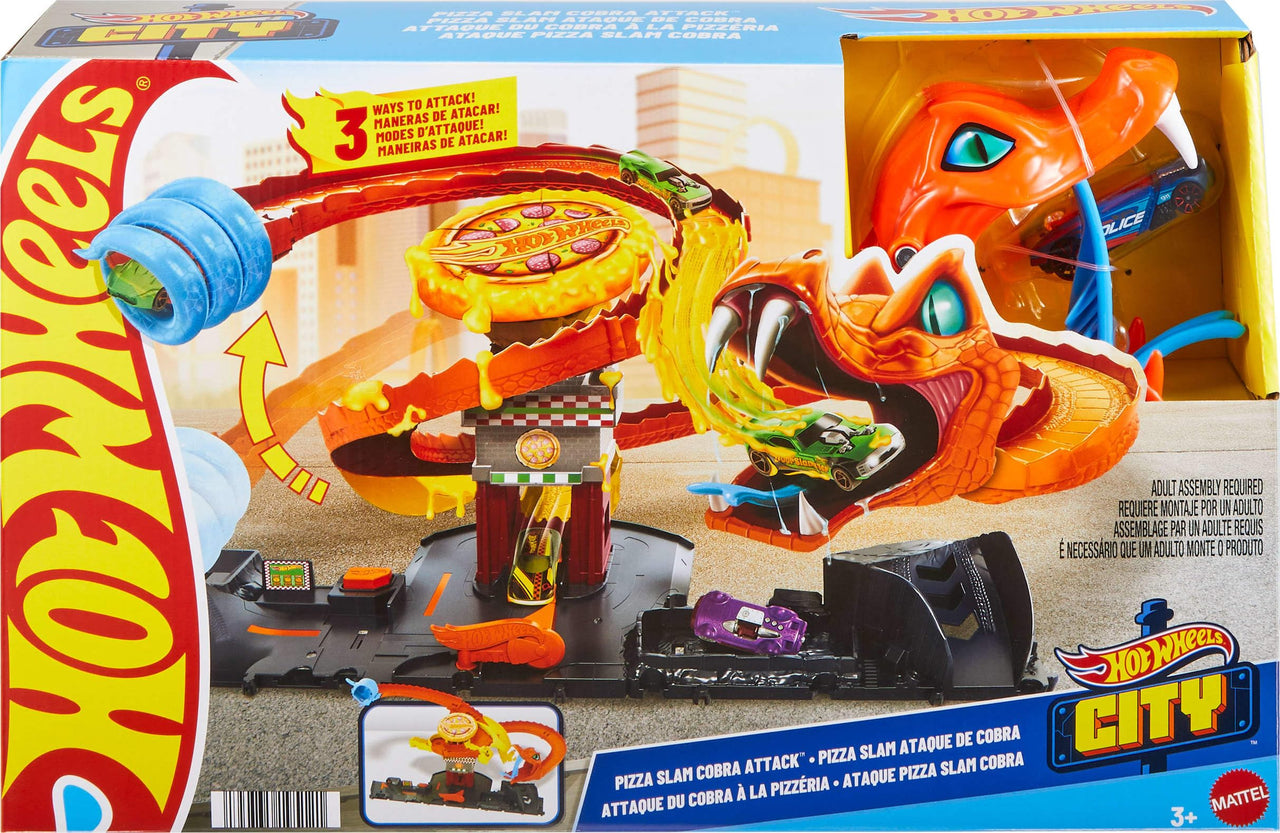 Hot Wheels City Pizza Slam Cobra Attack Playset & 1 Toy Car