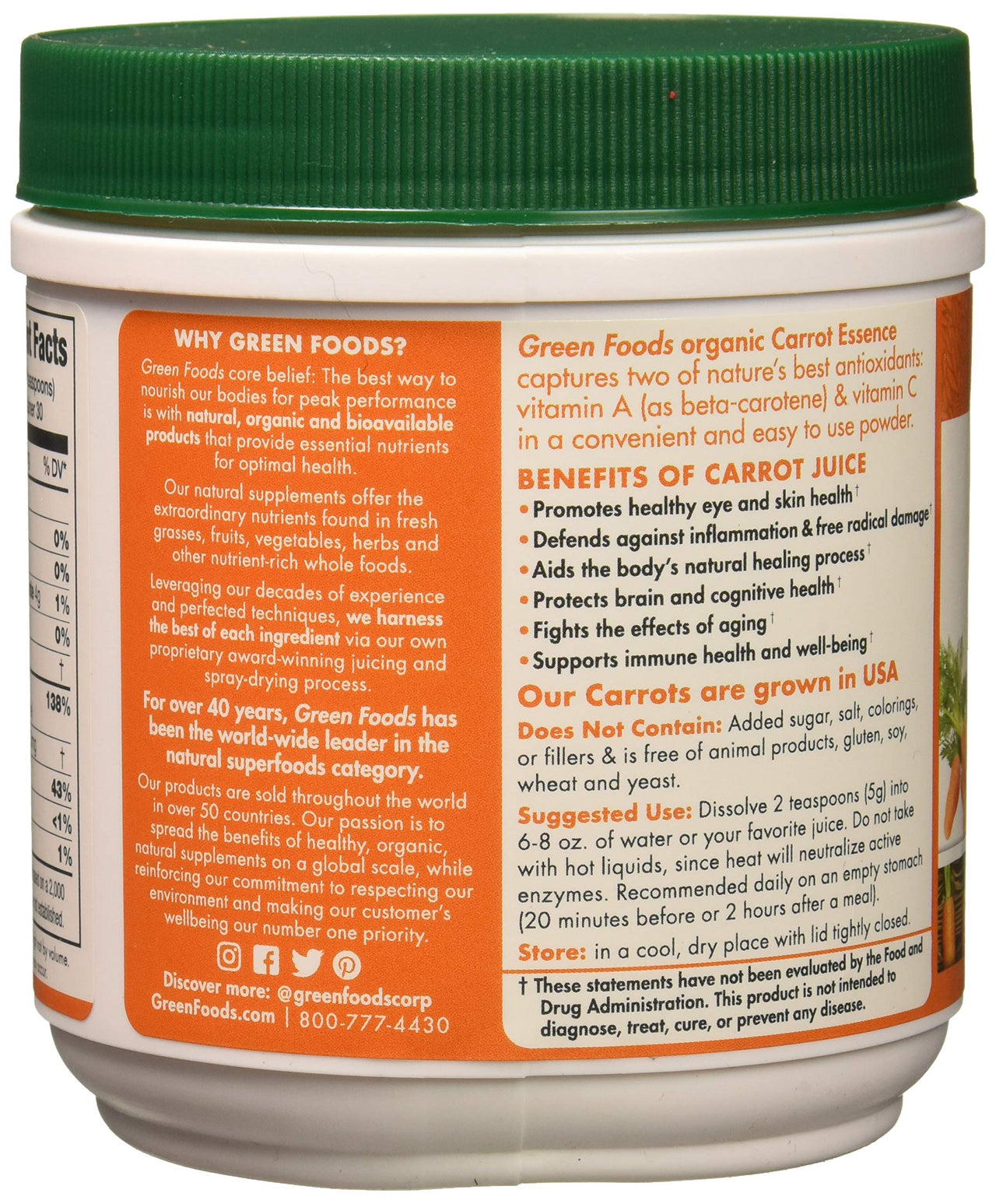 GREEN FOODS Organic Carrot Essence, 6.8 OZ