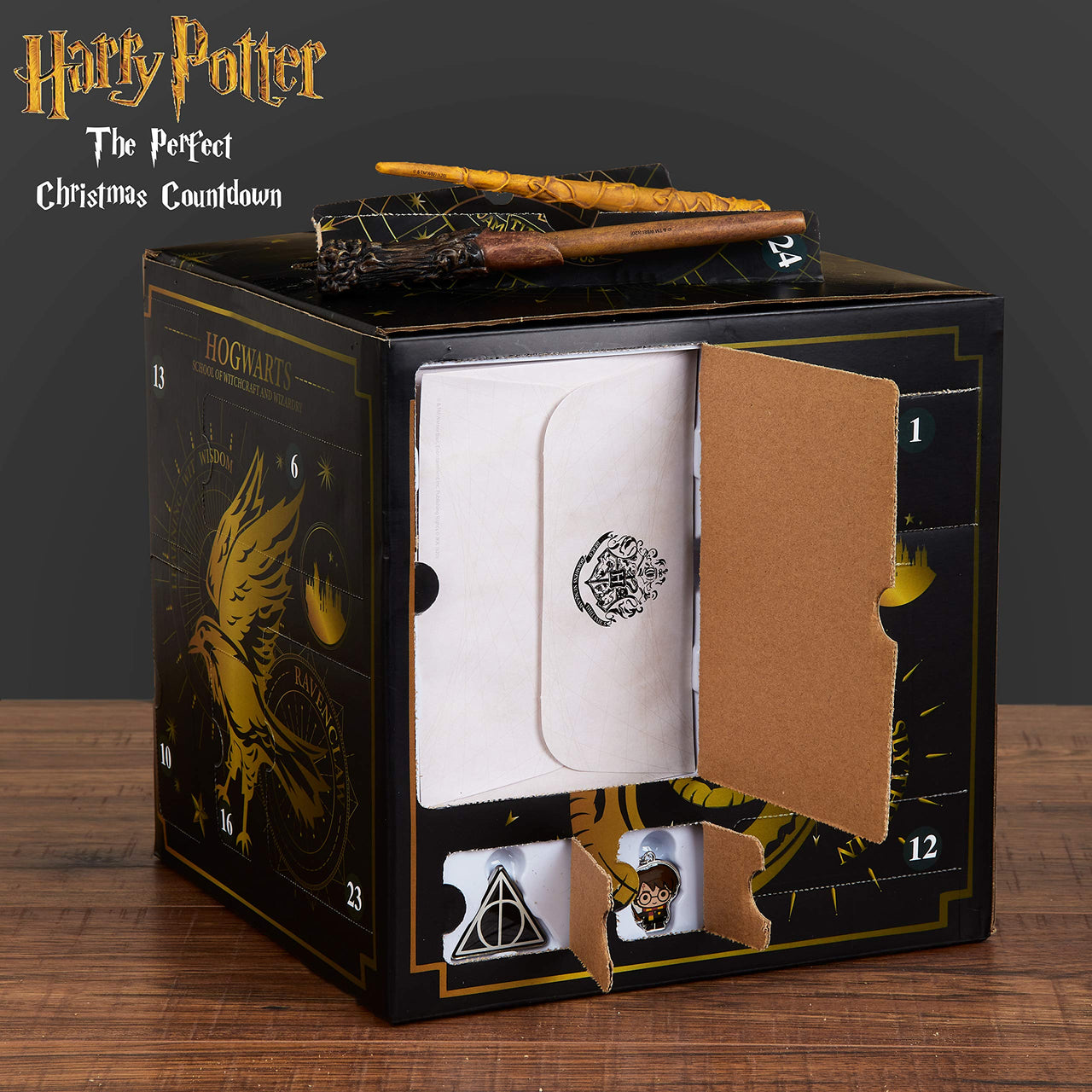 Harry Potter Advent Calendar 2025 Girls Teens Women 24 Day Christmas Countdown with Keychains Socks Accessories Magical Calendar Gifts for Girls (Black Cube)