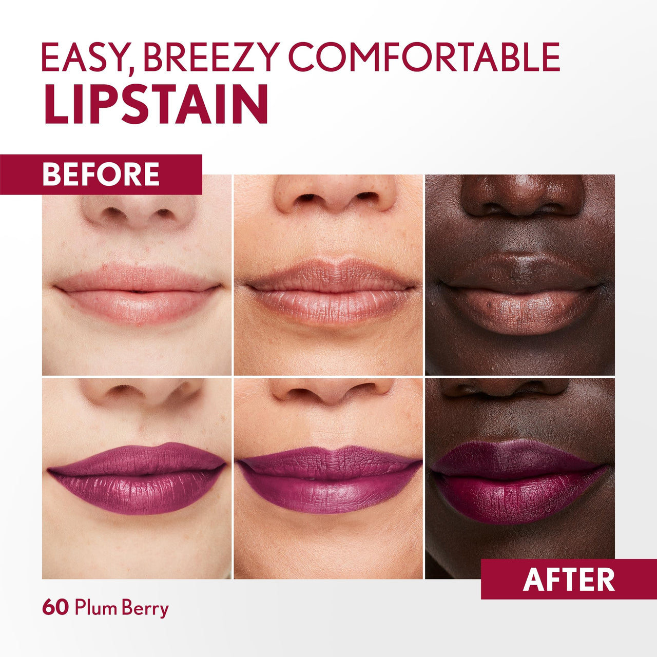 COVERGIRL Outlast, 60 Plum Berry, Lipstain, Smooth Application, Precise Pen-Like Tip, Transfer-Proof, Satin Stained Finish, Vegan Formula, 0.06oz